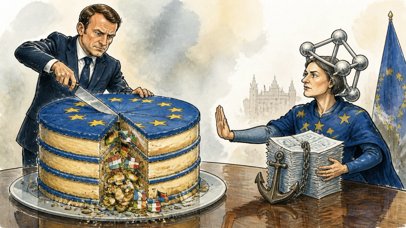 Illustration für merz-eu-budget-revolt-fiscal-restraint-europe