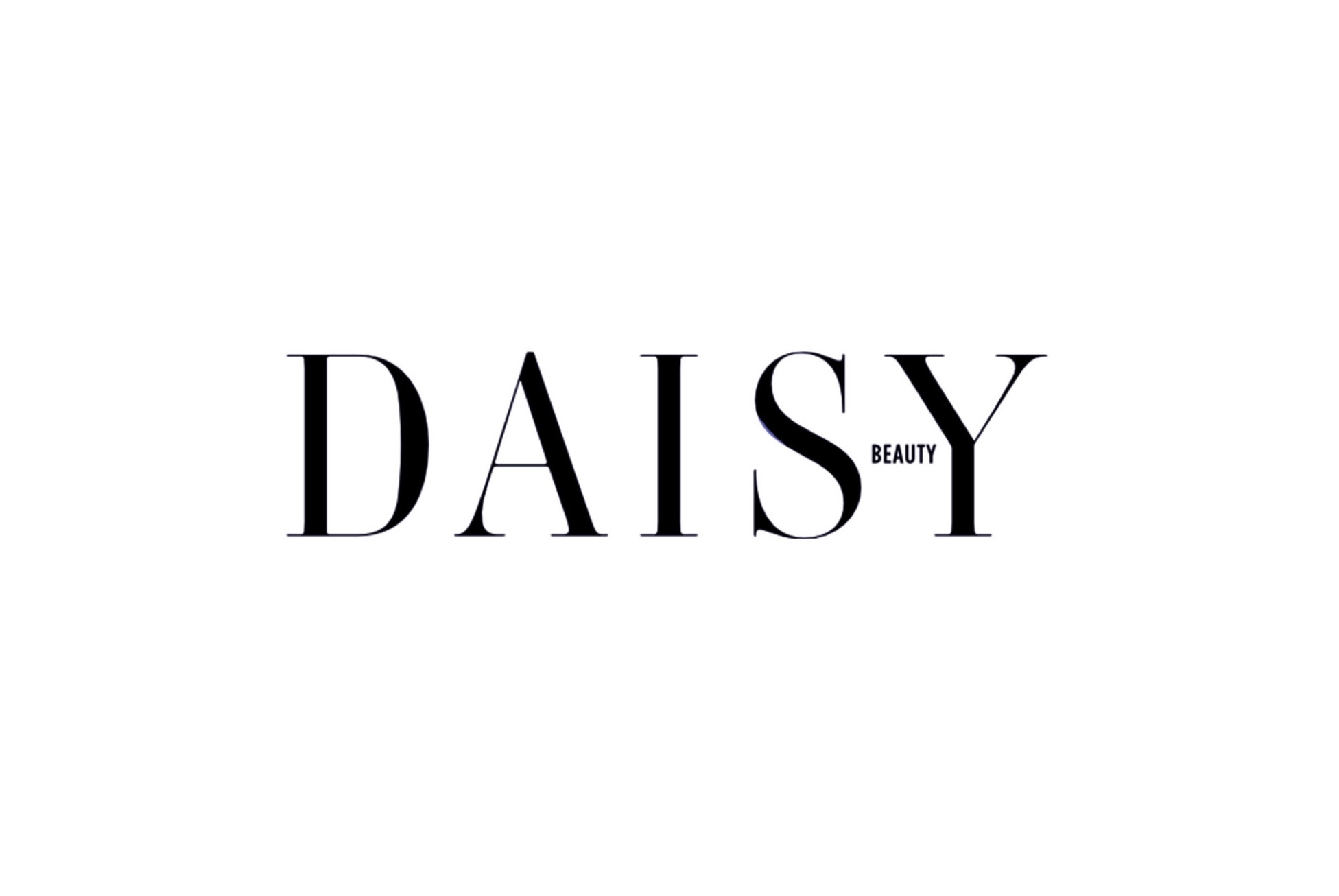 en svart logga med namet daisy beuty på vit bagrund