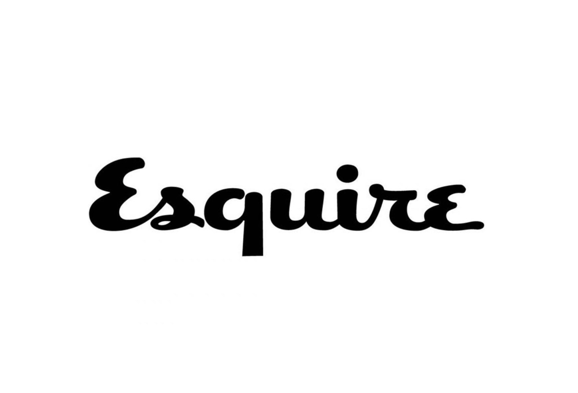 en svart logga med namet Esquire på vit bagrund