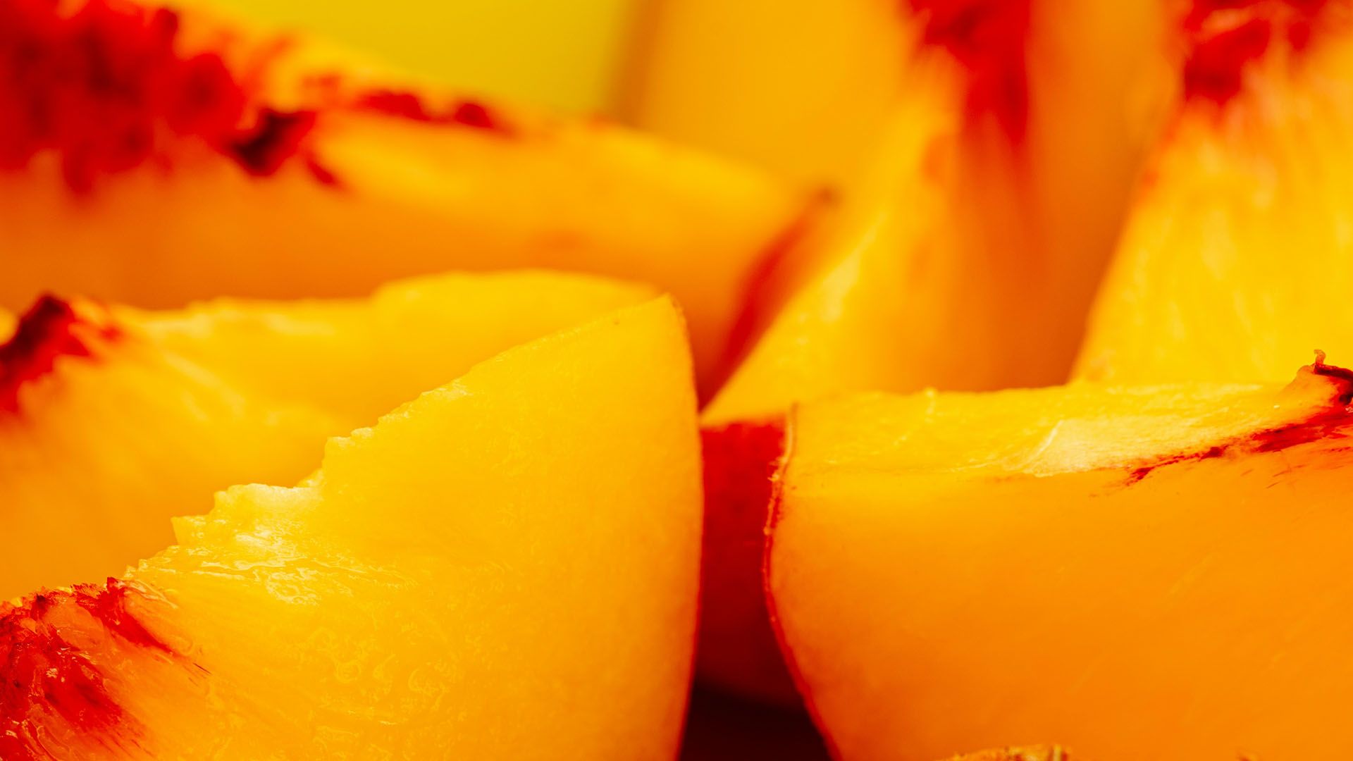 A closeup on peach wedges