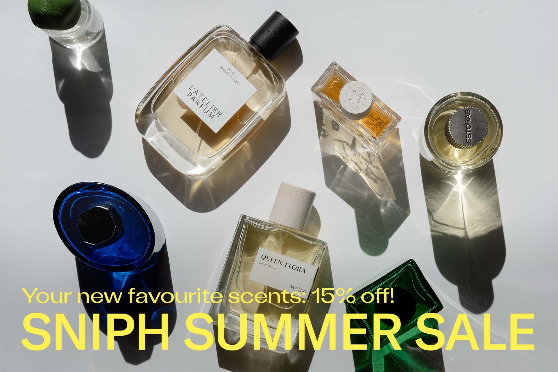 Perfume bottles on a light background