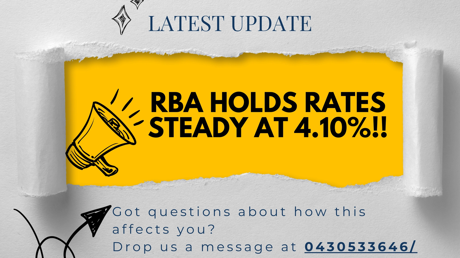 RBA HOLDS RATE STUDY AT 4.10% !!!