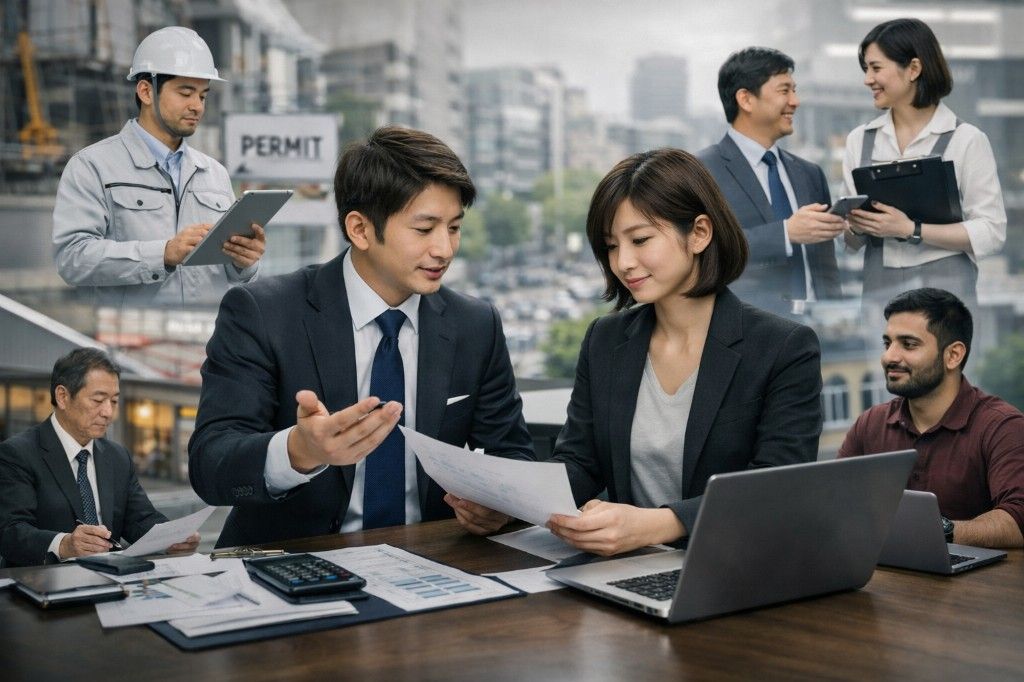 東京法務パートナーズ行政書士が中小企業経営者に建設業許可・小規模持続化補助金・M&A支援を提案する相談風景｜東京 行政書士 経営支援