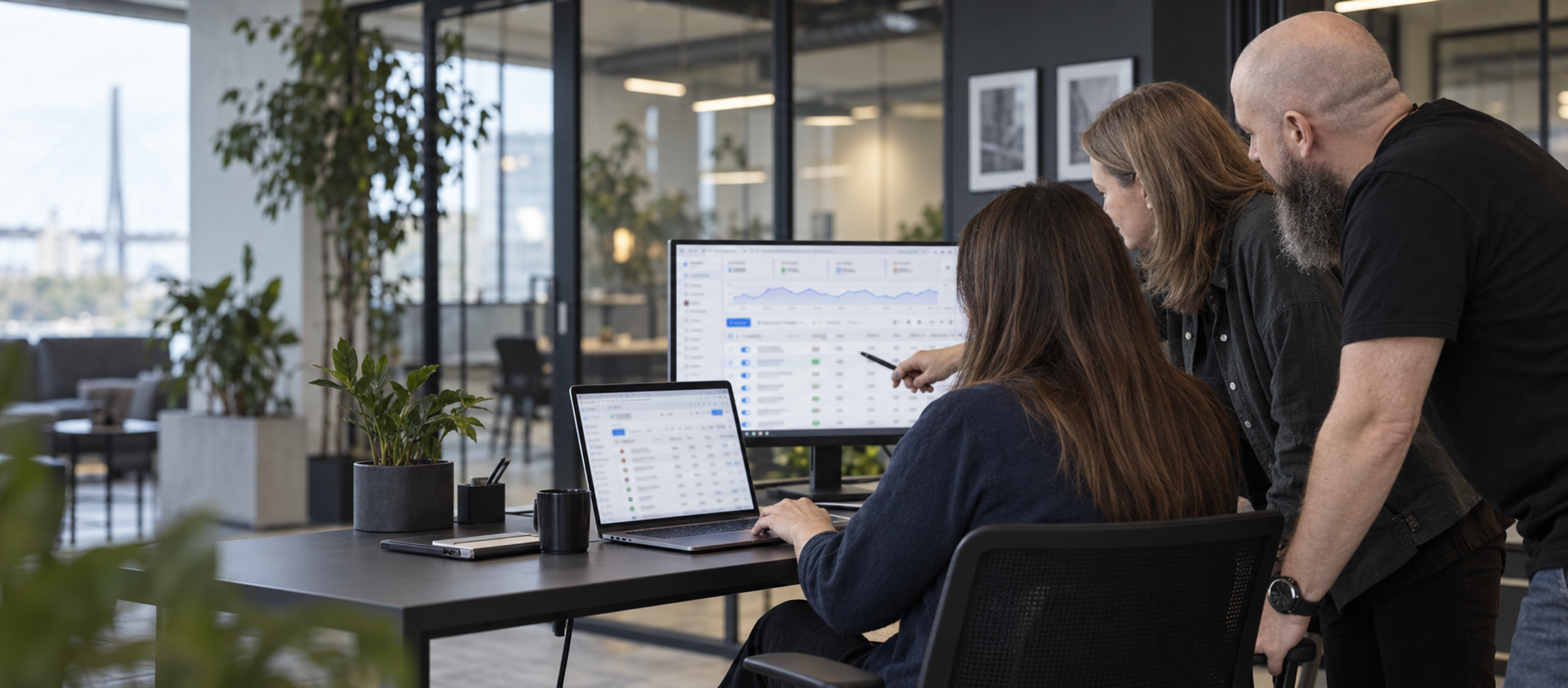 CUBE komanda birojā analizē digitālās reklāmas konta un kampaņu rezultātus.