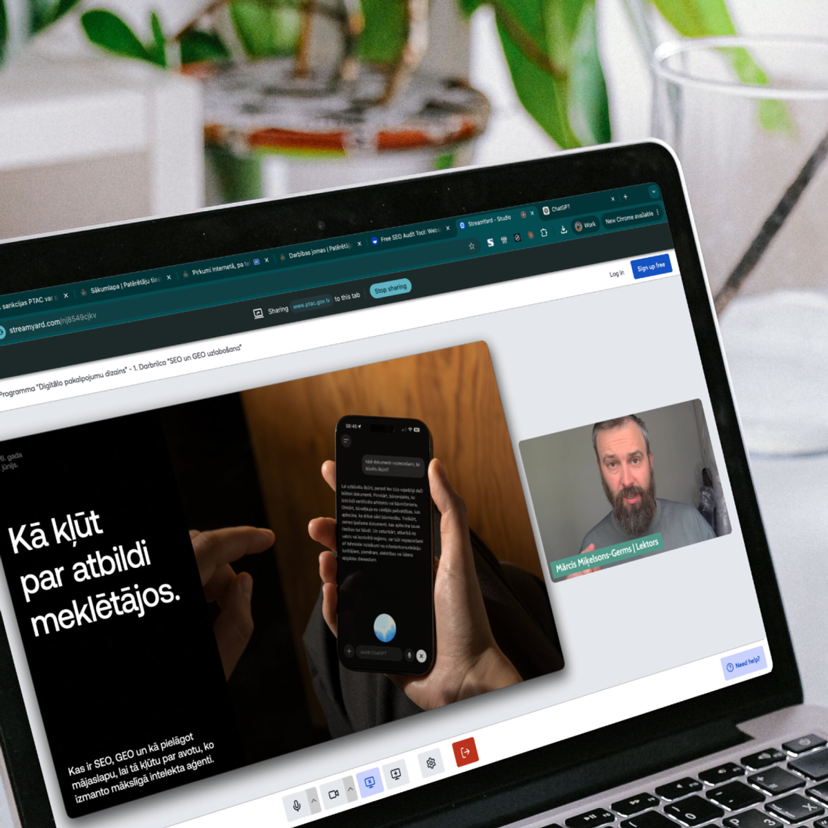 Mārcis explaining how AI-powered search works at Innovation Laboratory programme