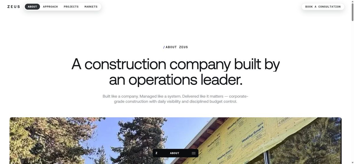 Página About de Zeus Construction