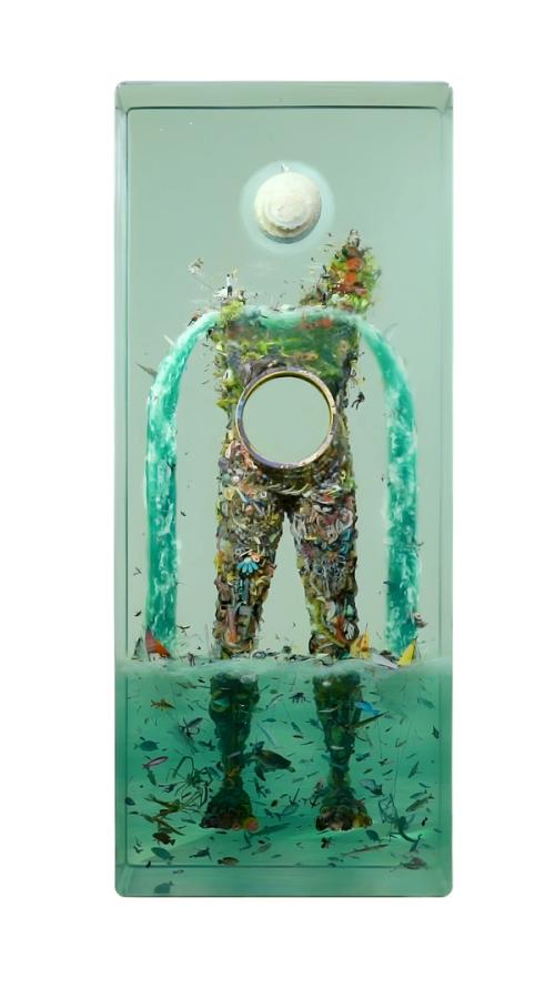 Dustin Yellin - Moon Removed From Head to Make a Stomach (Front)