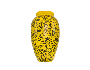 Yellow Vase with Vinnie's Iconography Detail Shot