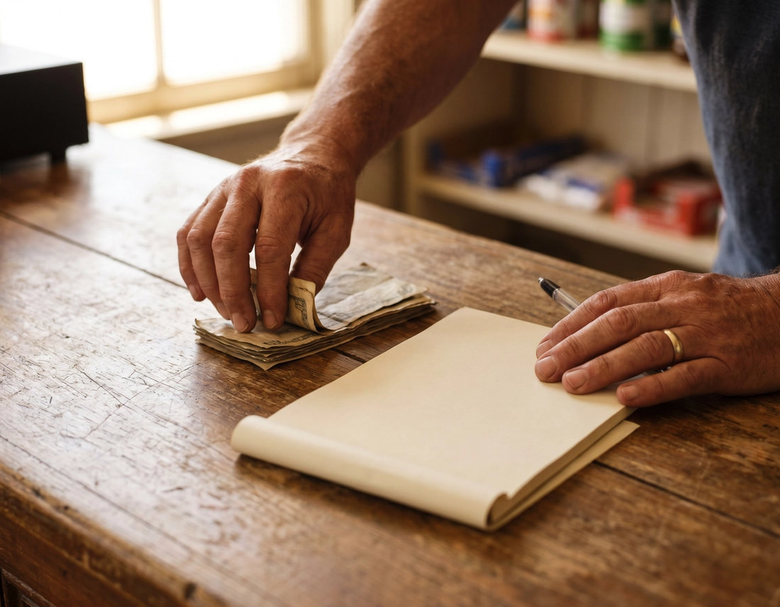 Manos contando efectivo junto a un formulario en blanco para un envío de dinero