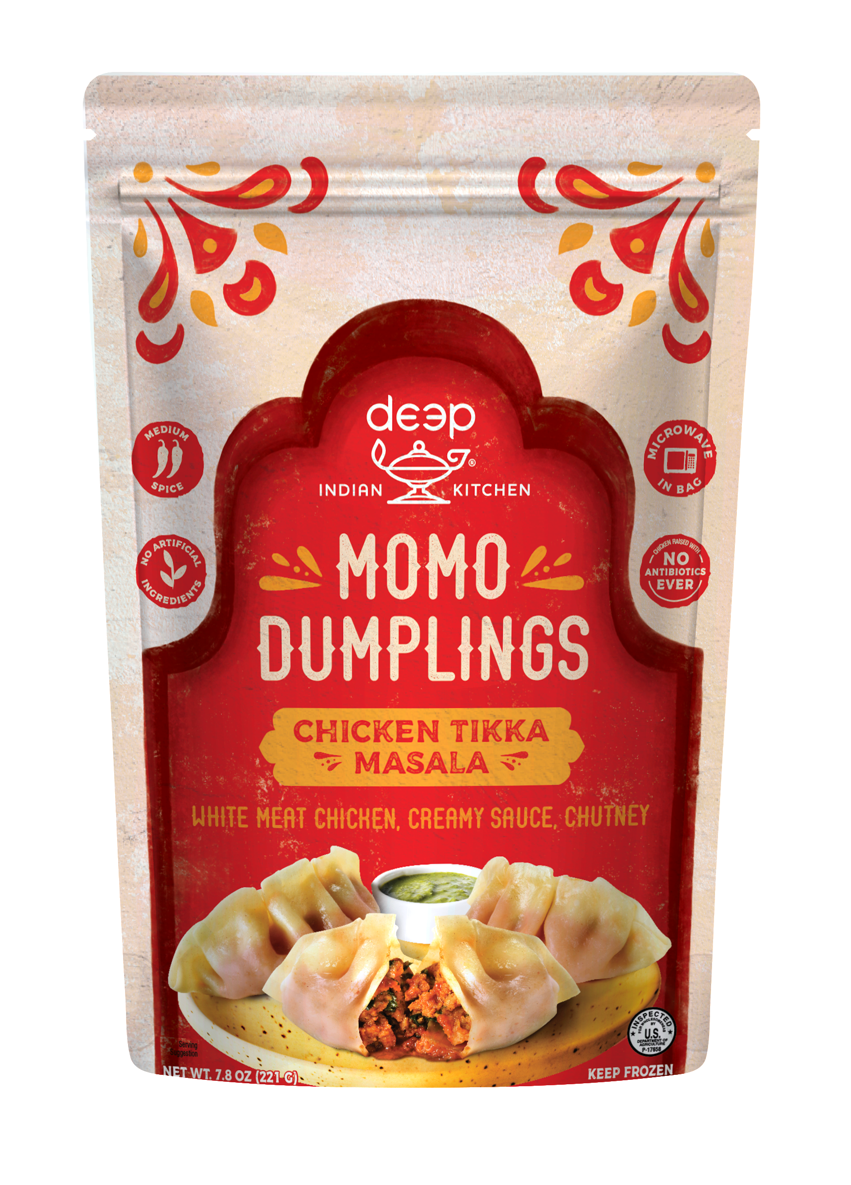 Deep Indian Kitchen Momo Dumplings Packaging
