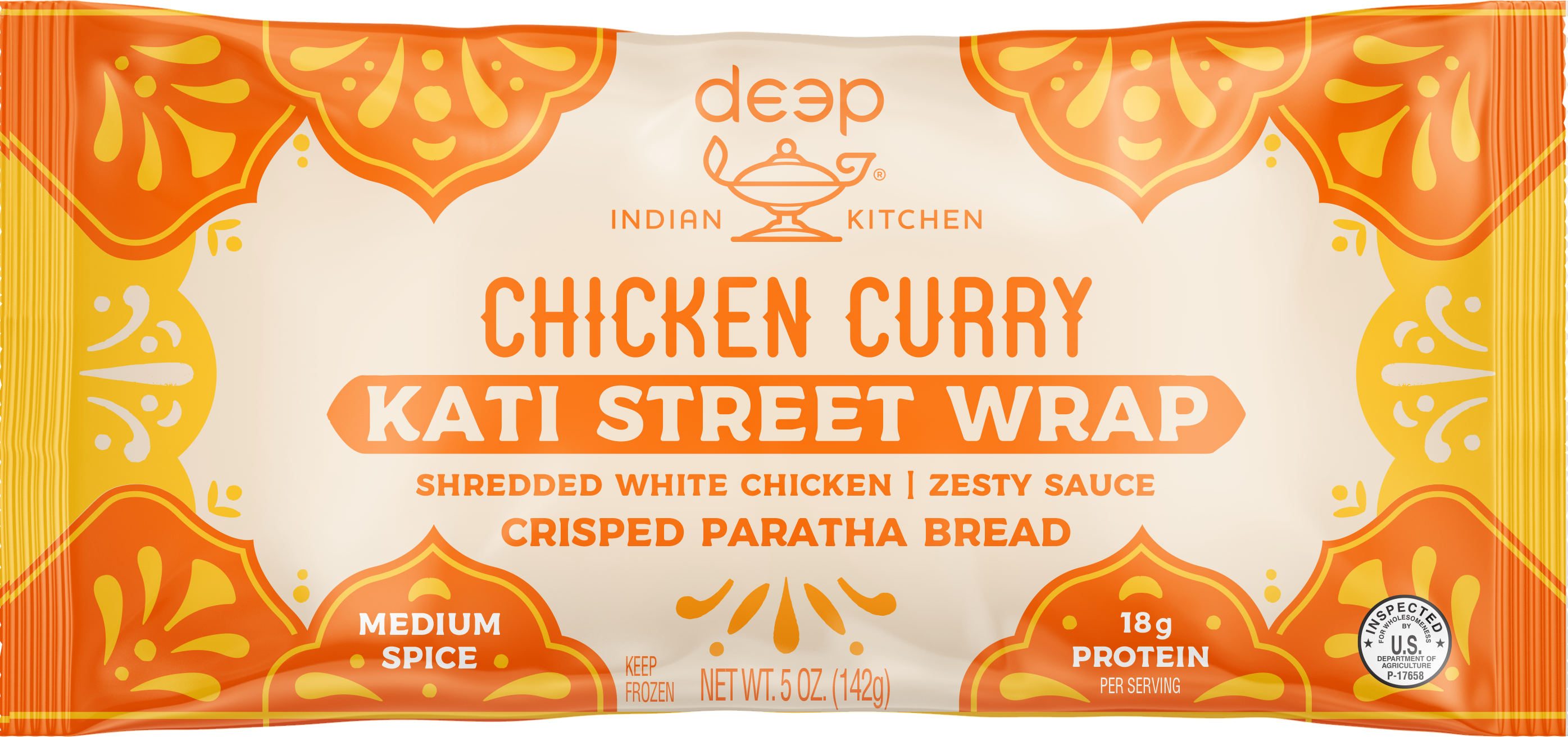 Deep Indian Kitchen Chicken Curry Kati Street Wrap Packaging