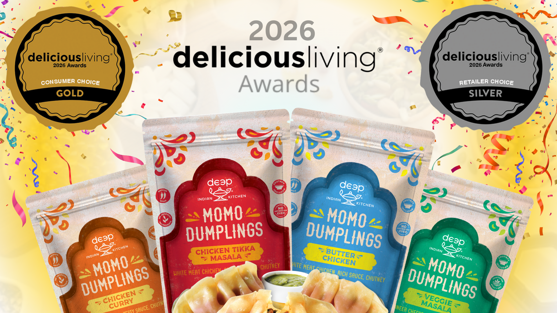 Momo Dumplings win Gold for deliciousliving