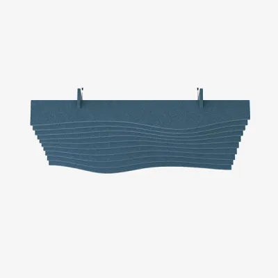 Blaue Akustikdeckenbaffeln von Impact Acoustic