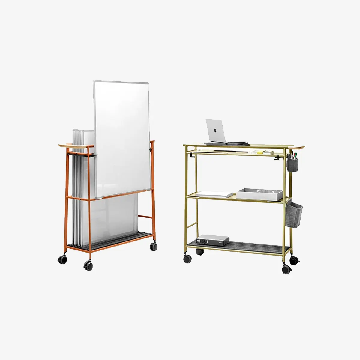 Zwei verschiedene Muvit Trolleys von Forma 5 auf hellem Hintergrund