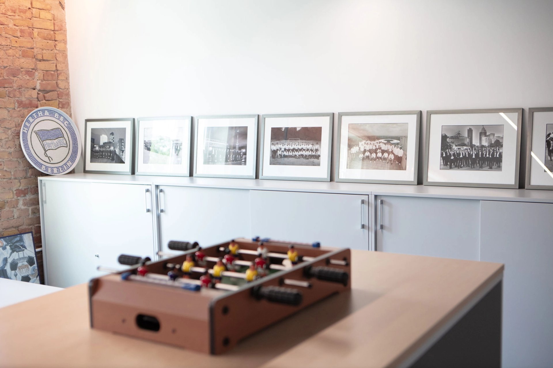 Small Foosball table in an office setting