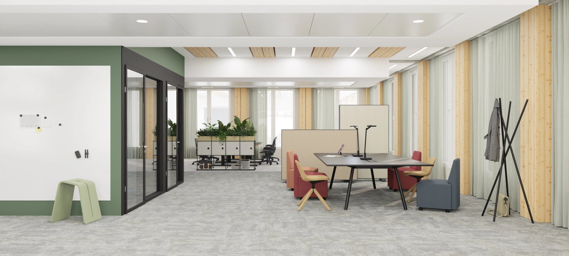 Colorful Coworking area in an office