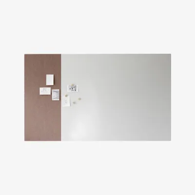 Whiteboard von Lintex aus zwei unterschiedlichen Materialien in braun und weiß