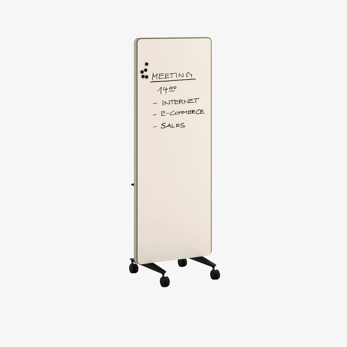 Schmales Whiteboard von Wilkhahn auf Rollen