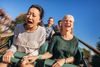 People screaming on a rollercoaster.