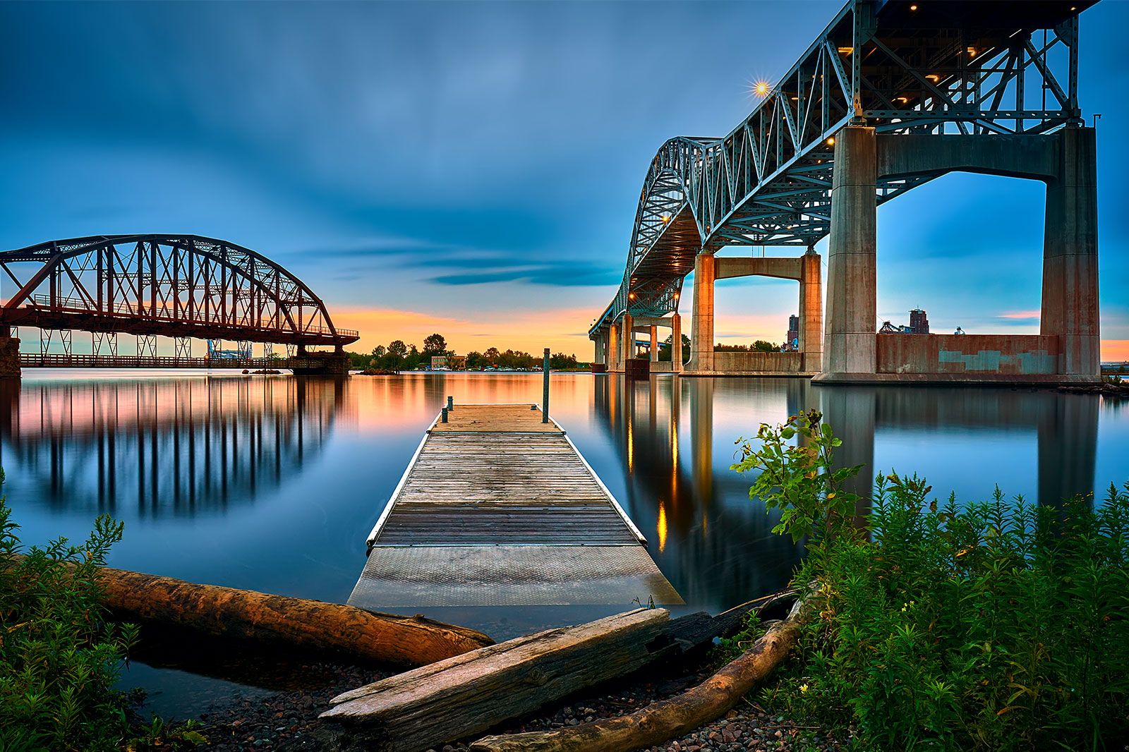 Sunset at a port terminal.