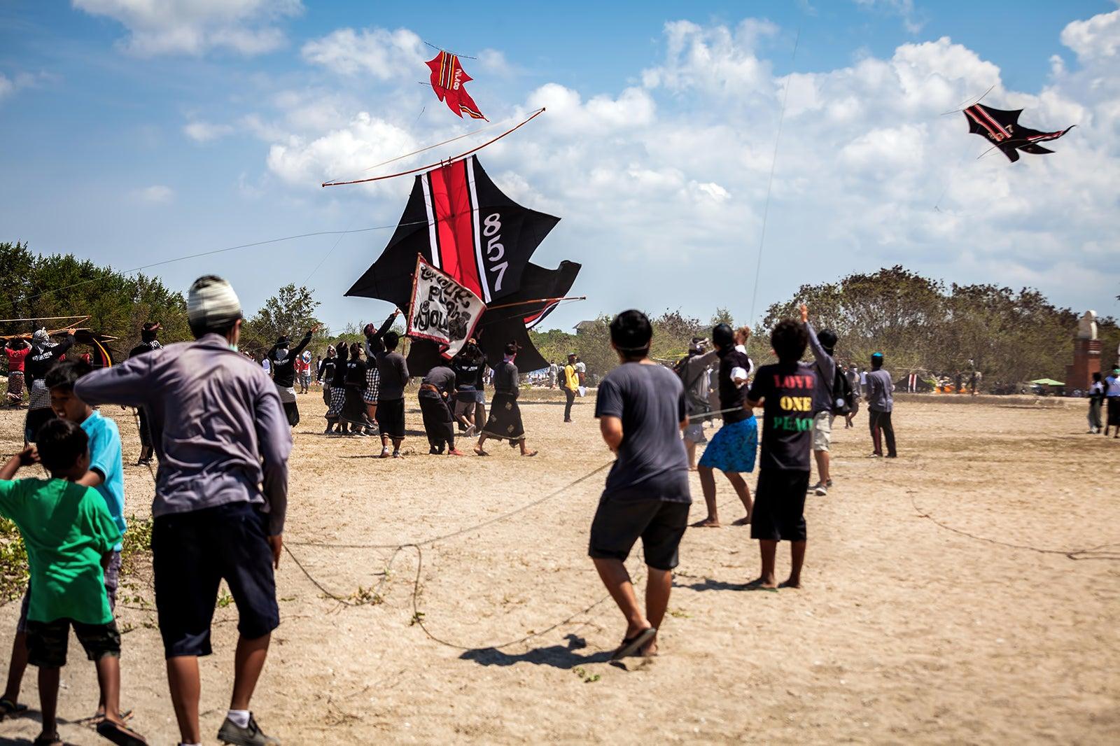 Flying kites in Bali