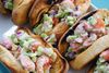 Lobster rolls on a plate.