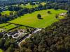 An above view of a large green space in a park.