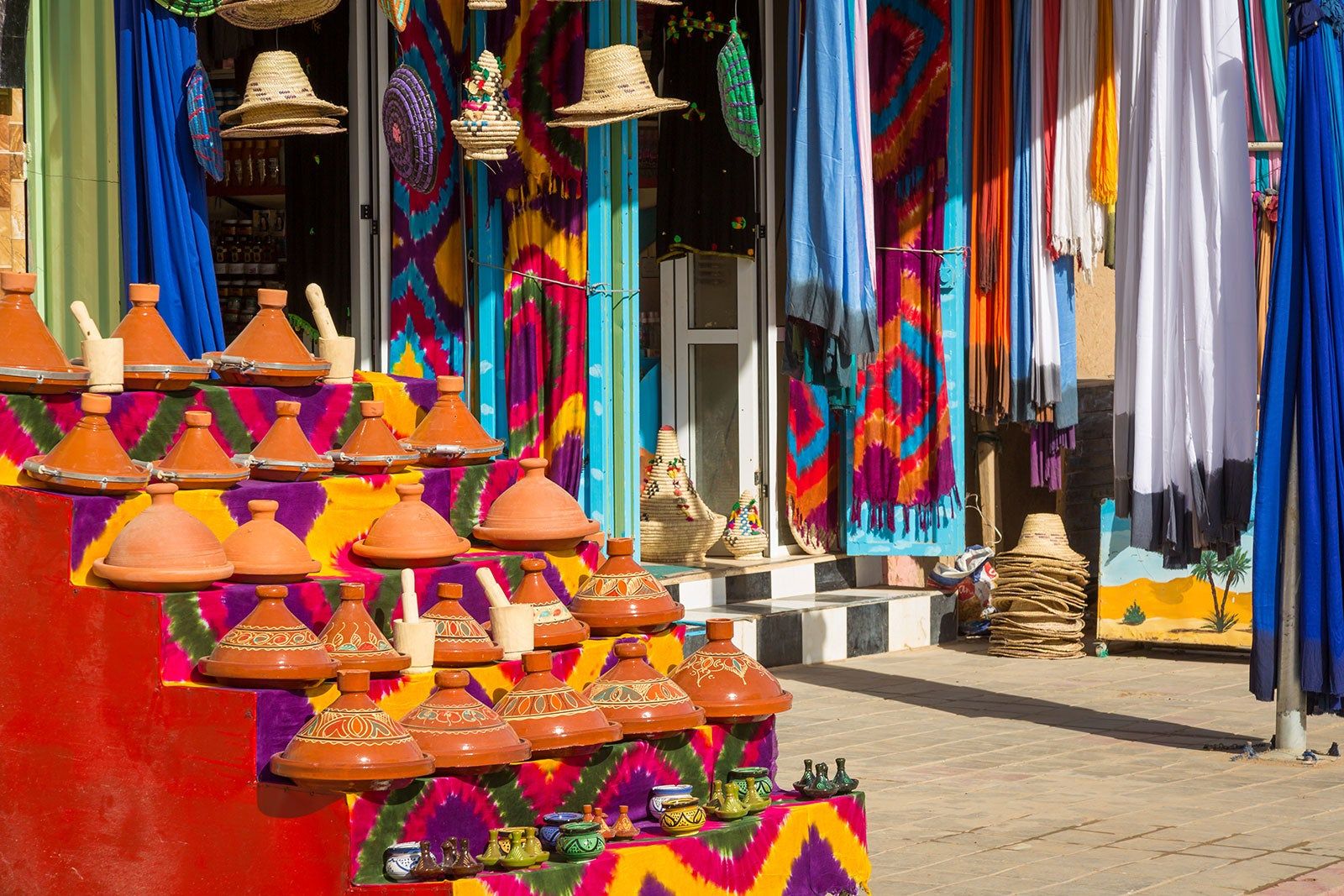 Colourful market stalls.