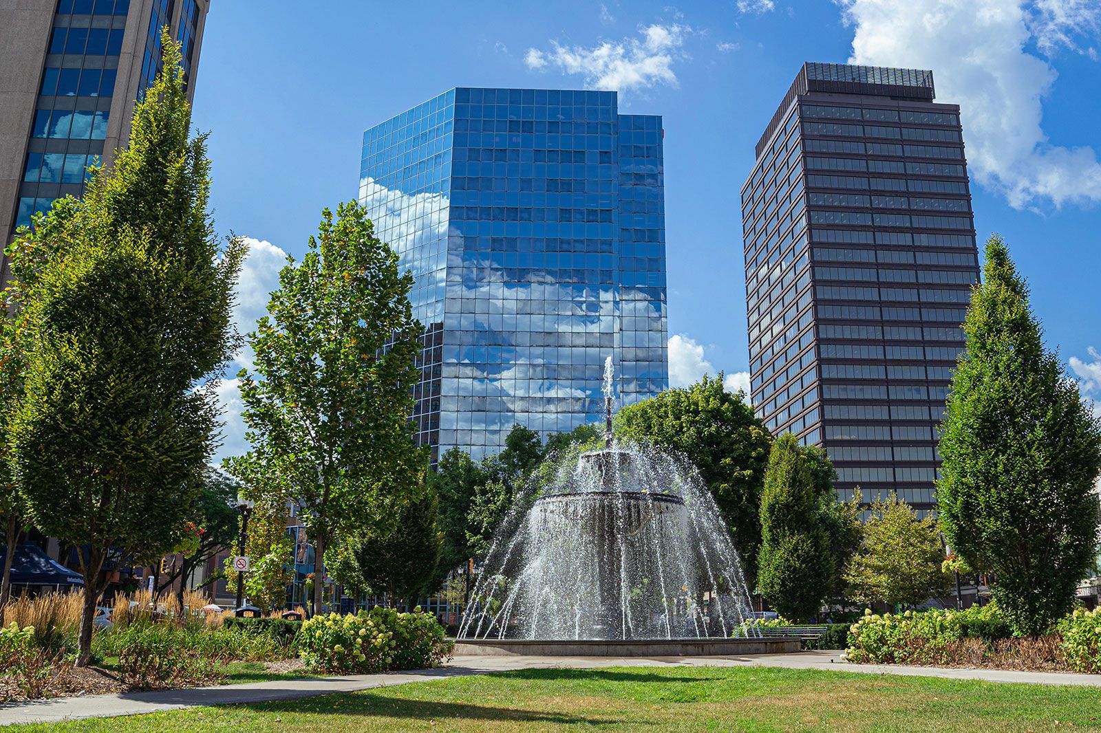 View of buildings in Hamilton.