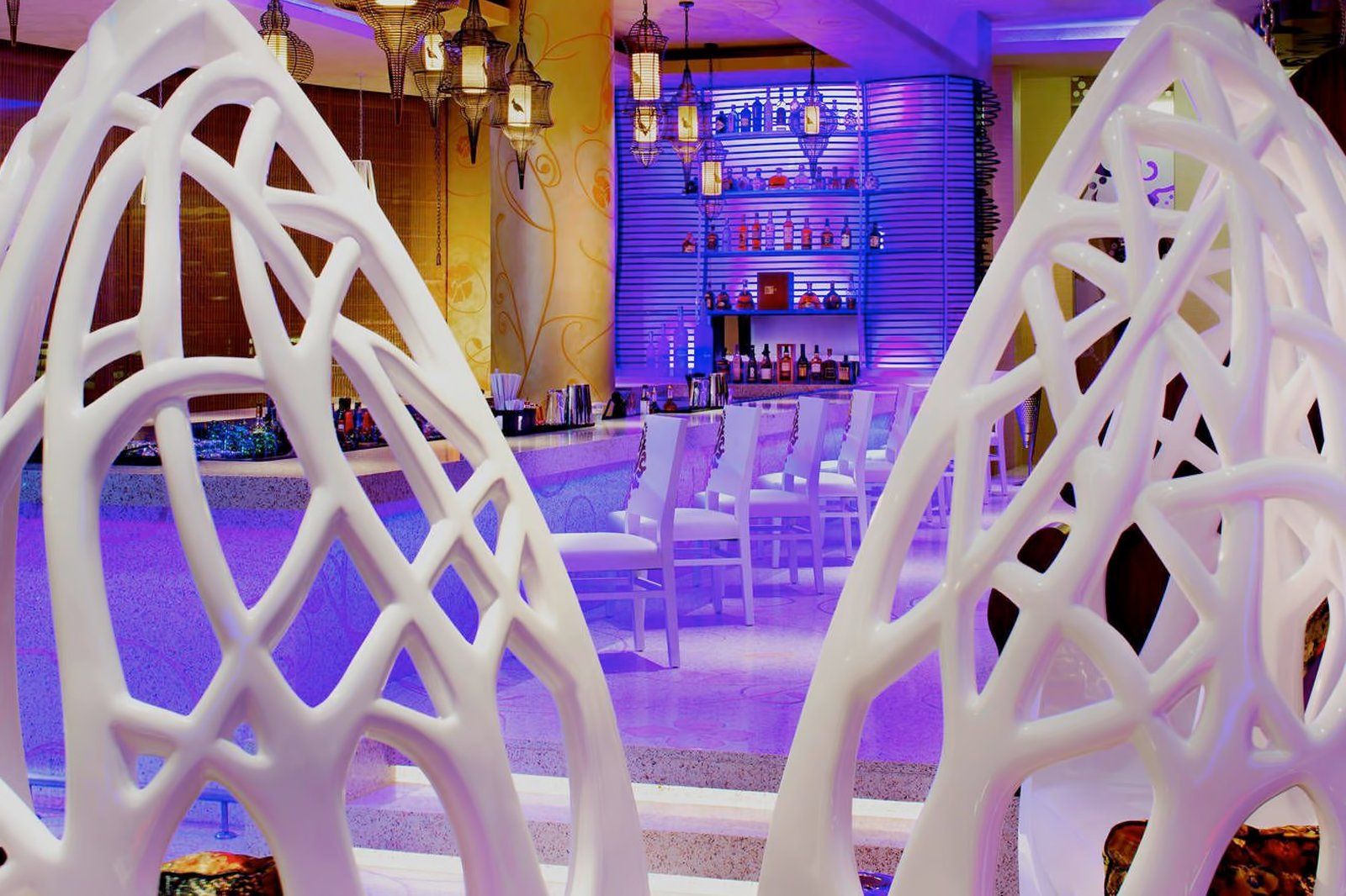 The interior of a stylish modern bar