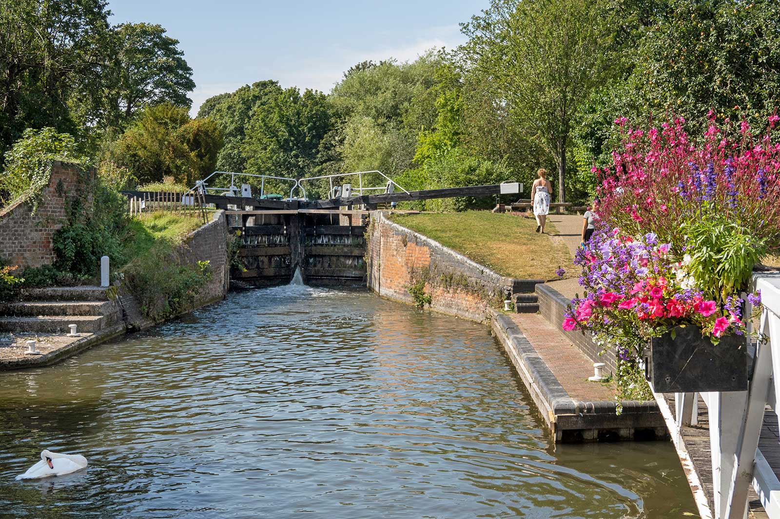 A lock in a canal.