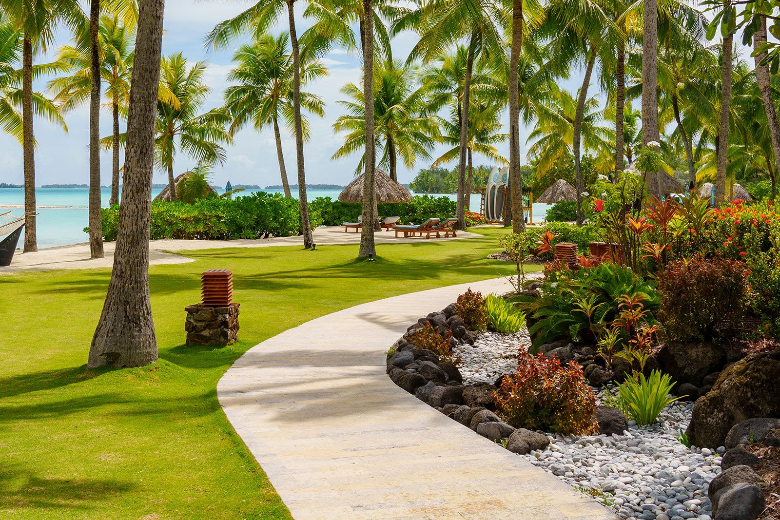 A sunny path on Bora Bora.