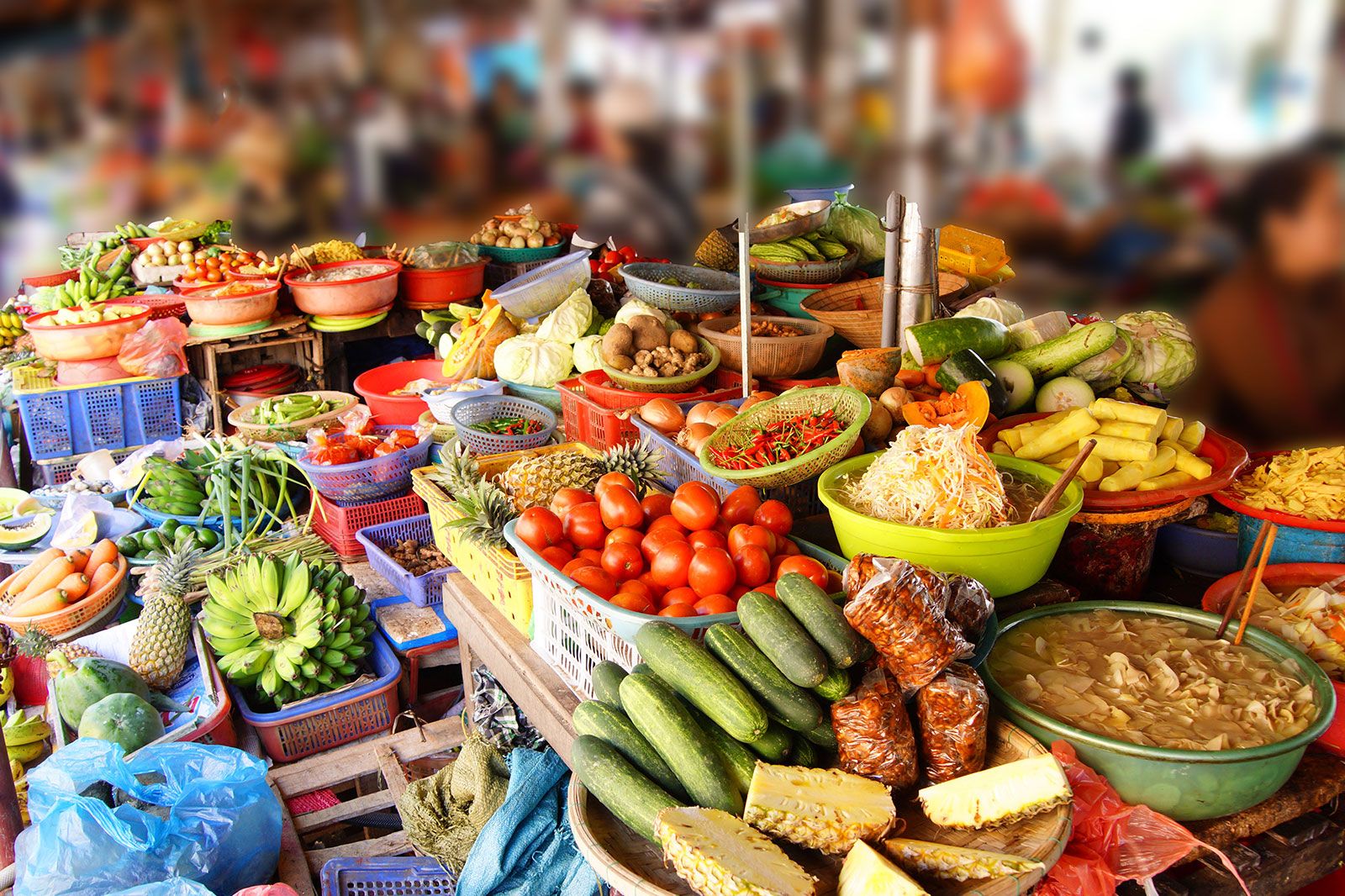 Colorful vegetables for sale at a market.