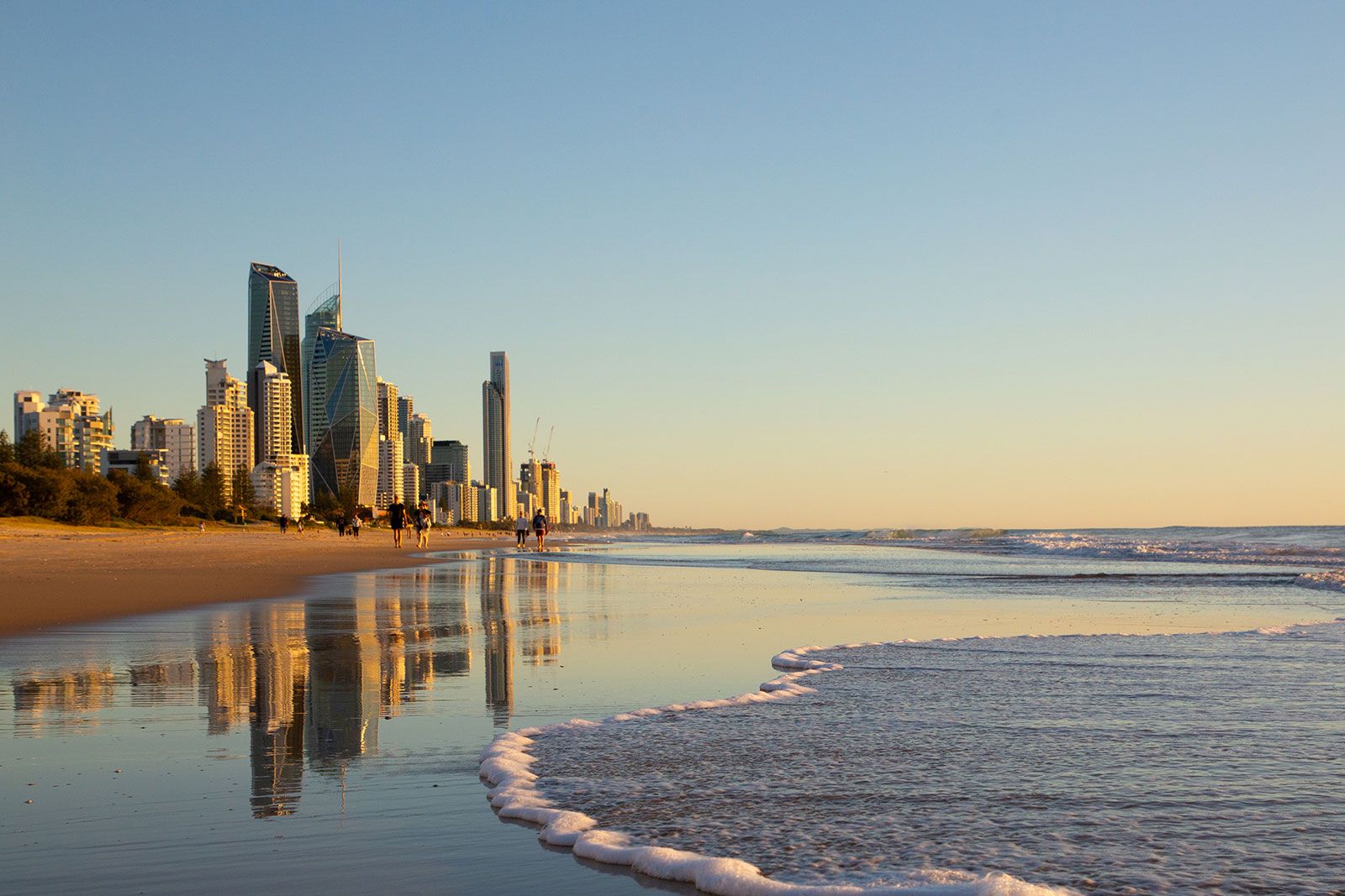 Surfers Paradise beach in the evening.
