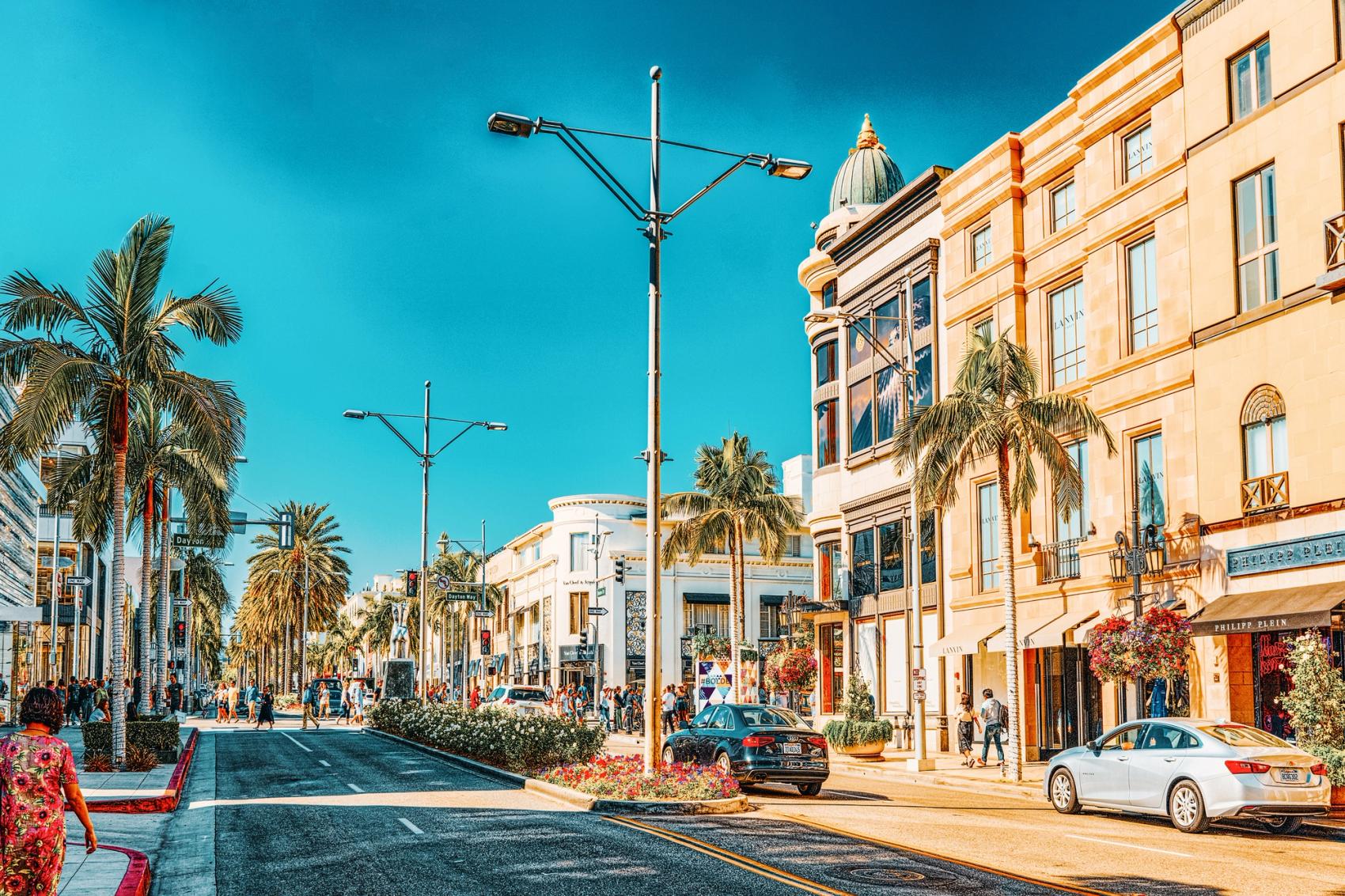 Downloaded View of the fashionable street Rodeo Drive in Hollywood, LA