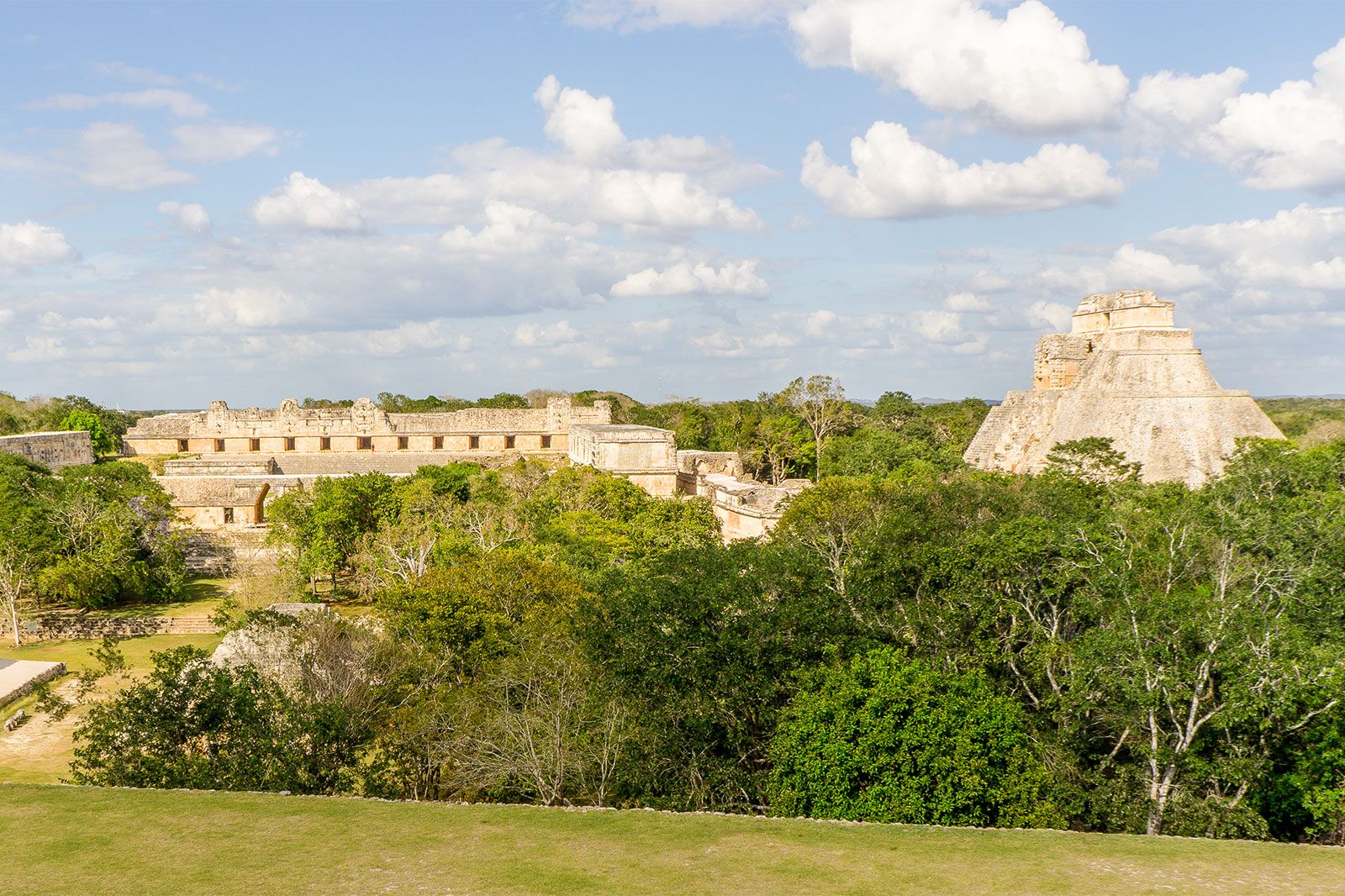 A landscape view of Mayan site Aztec forest.