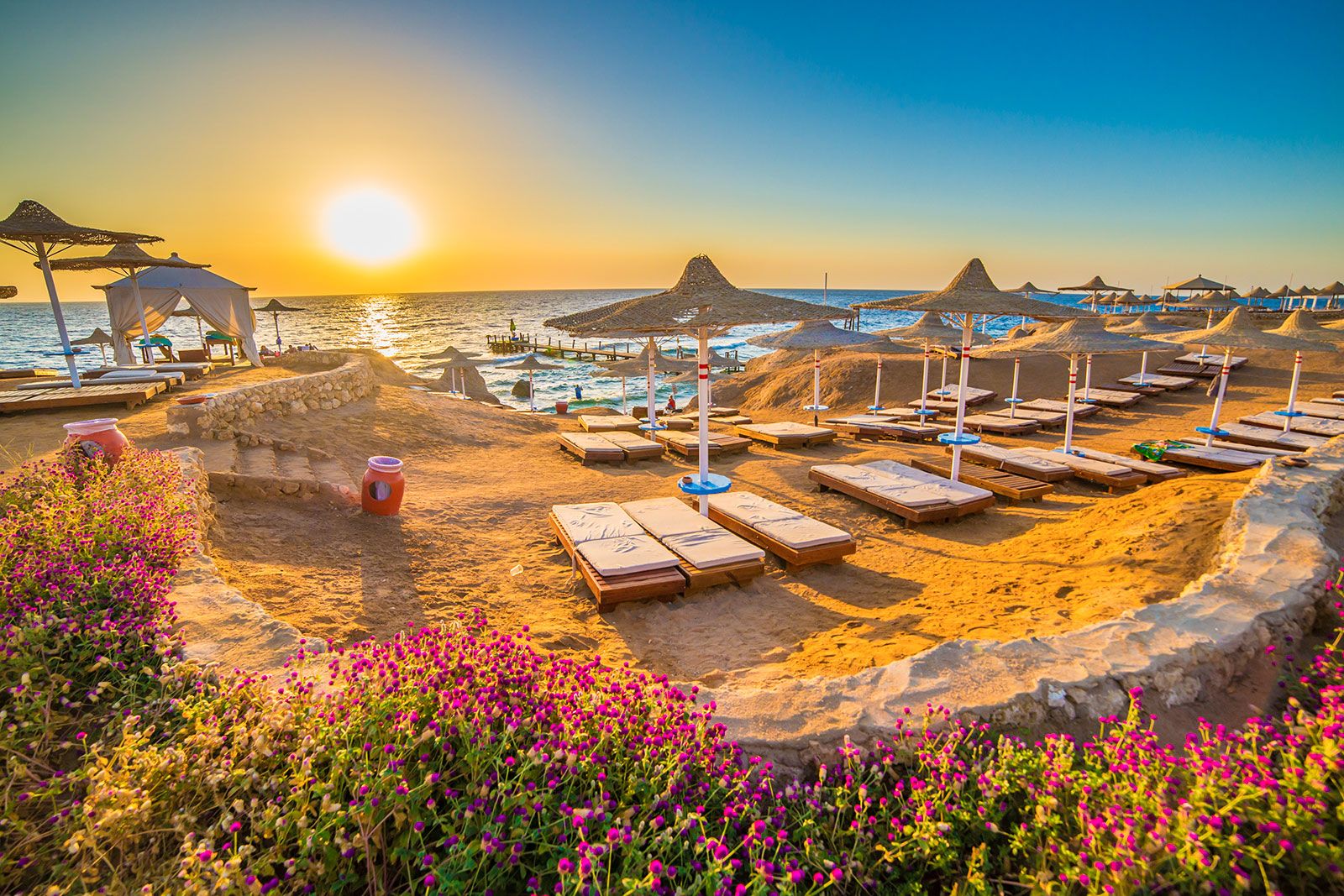 Umbrellas on a beach.