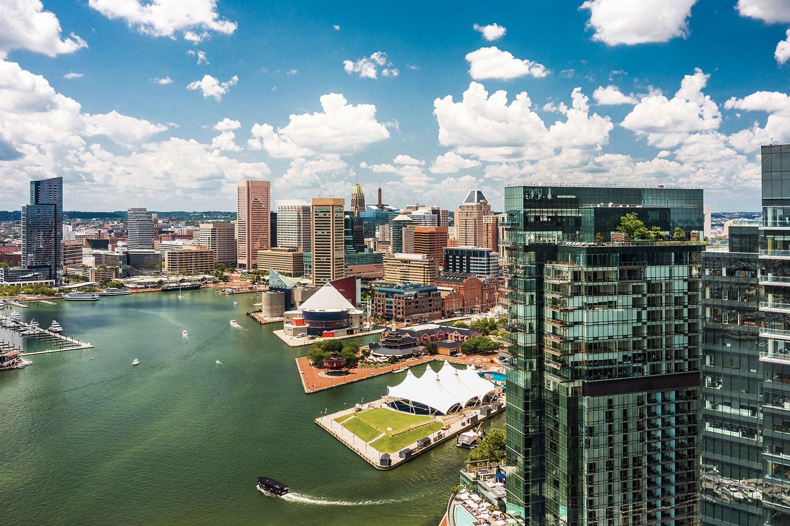 The harbor of Boston from above.