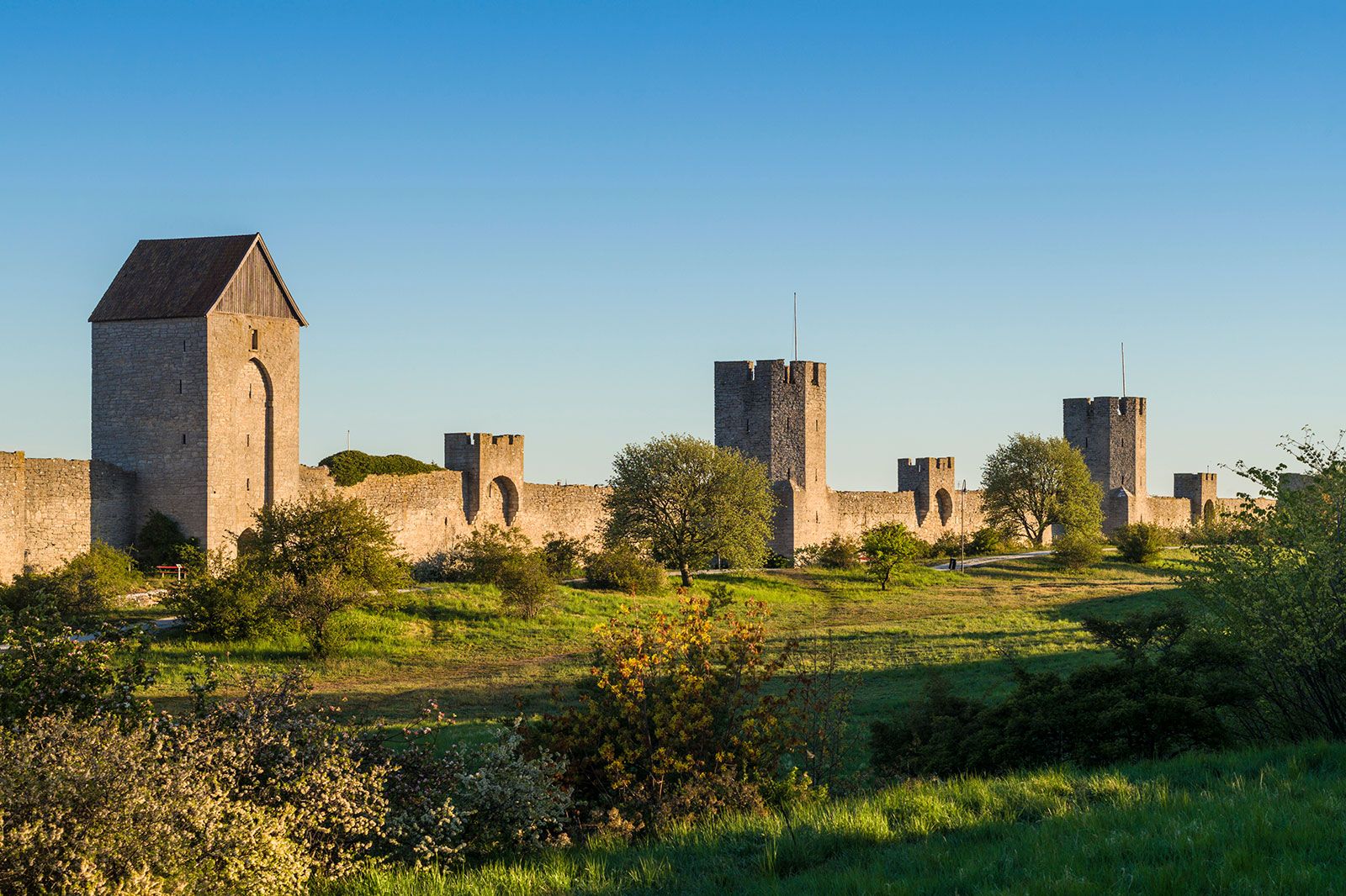 A city wall in the meadows. 