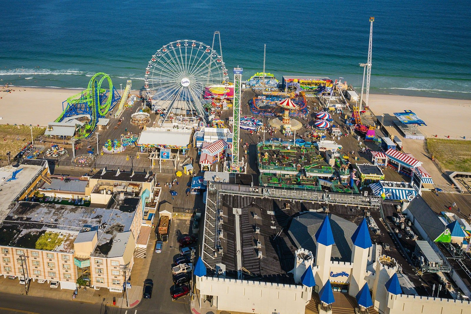 Aerial of Seaside Park New Jersey Shore.