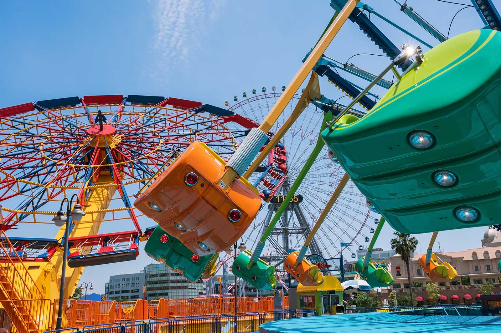 Rides in an amusement park.