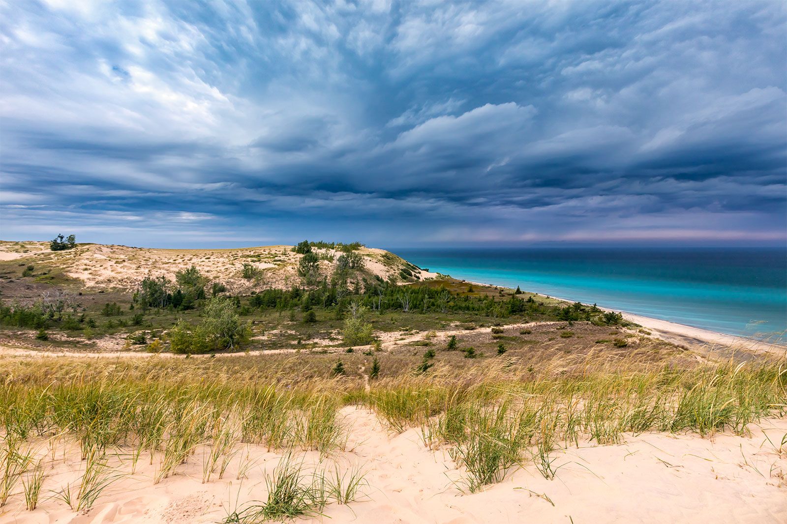 The Sleeping Bear Dunes in Michigan.