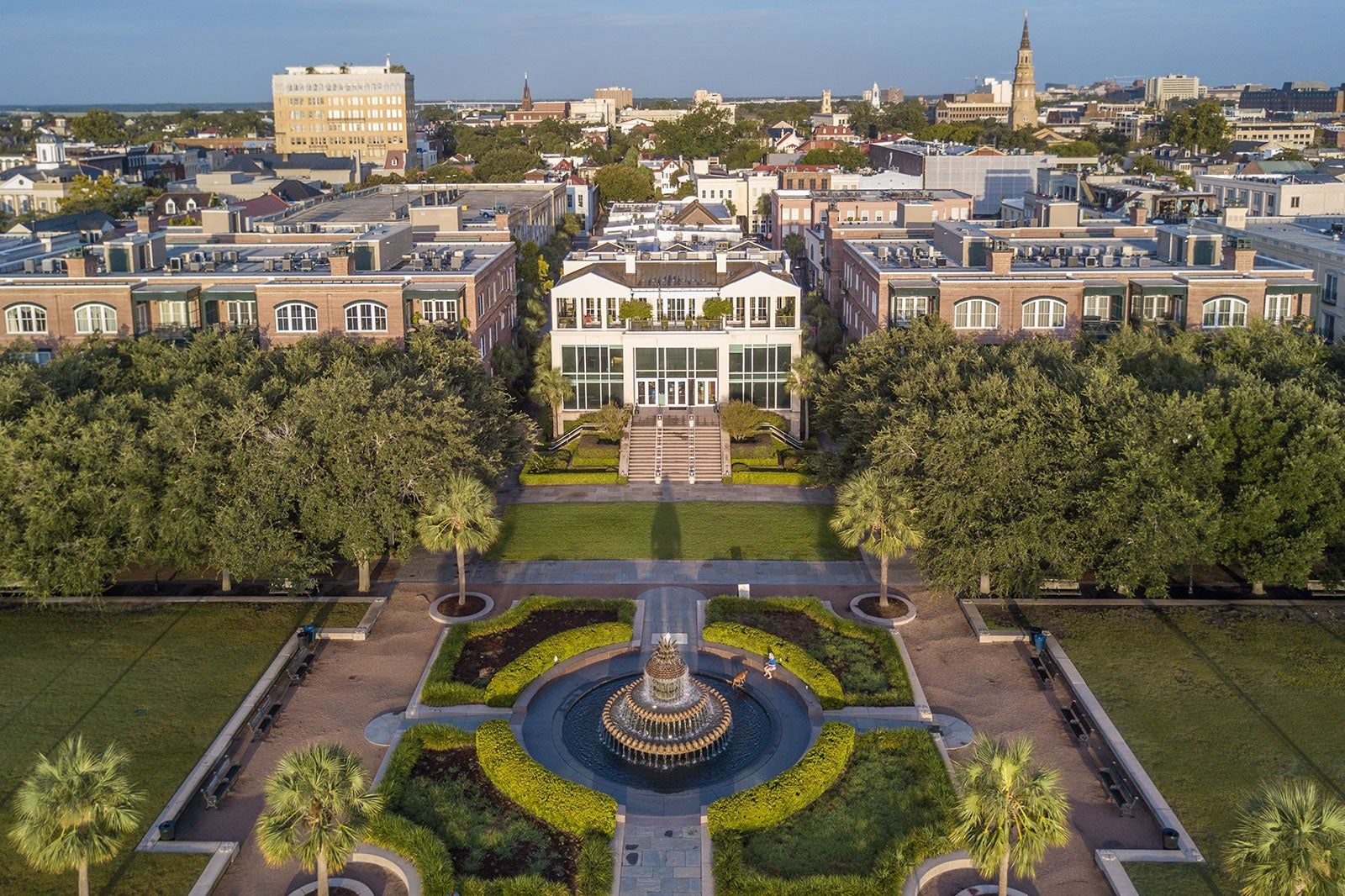 Charleston fountain from above.