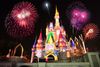 Fireworks over the Orlando Disney castle.