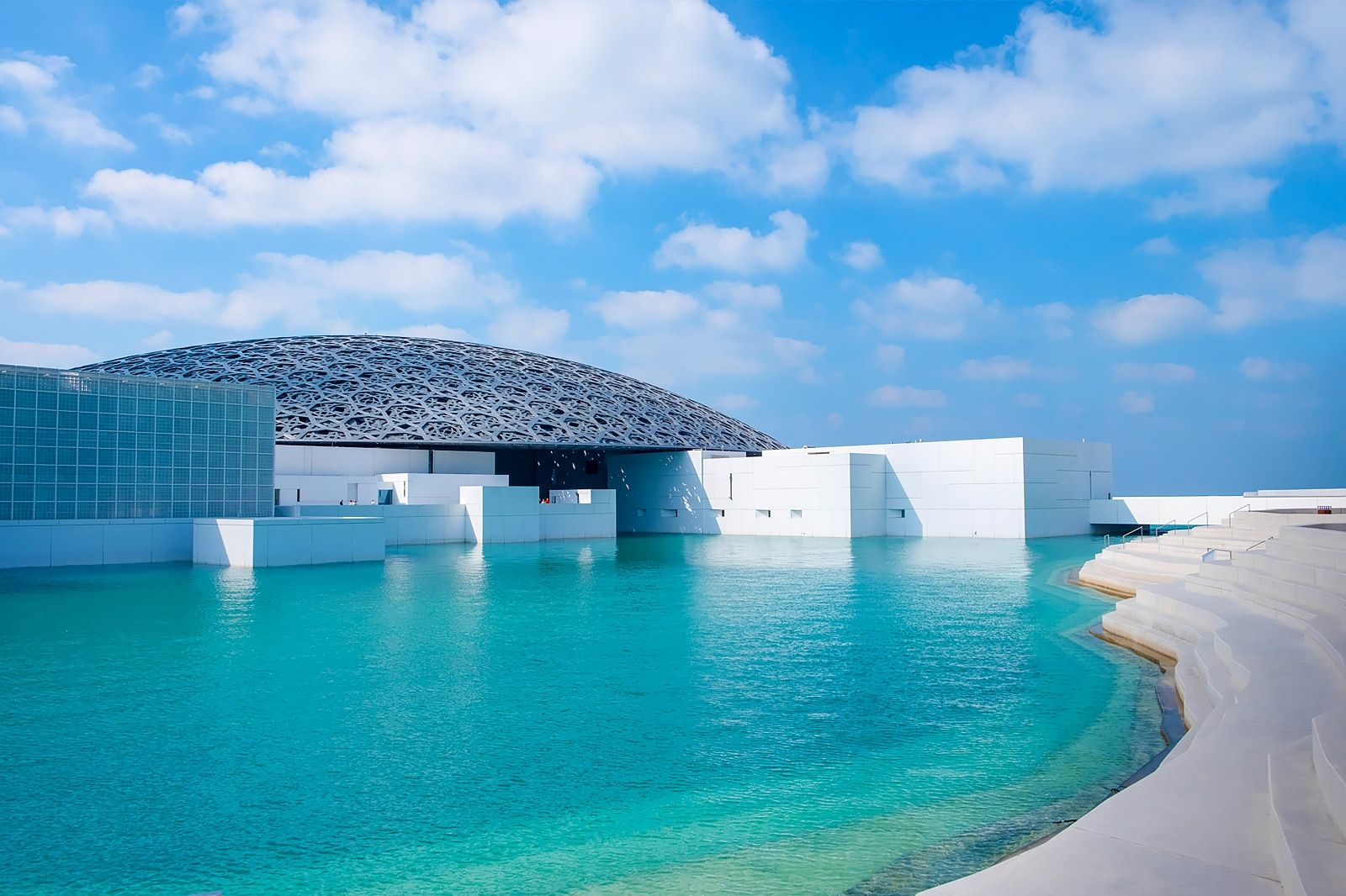 Exterior view of Louvre Abu Dhabi.