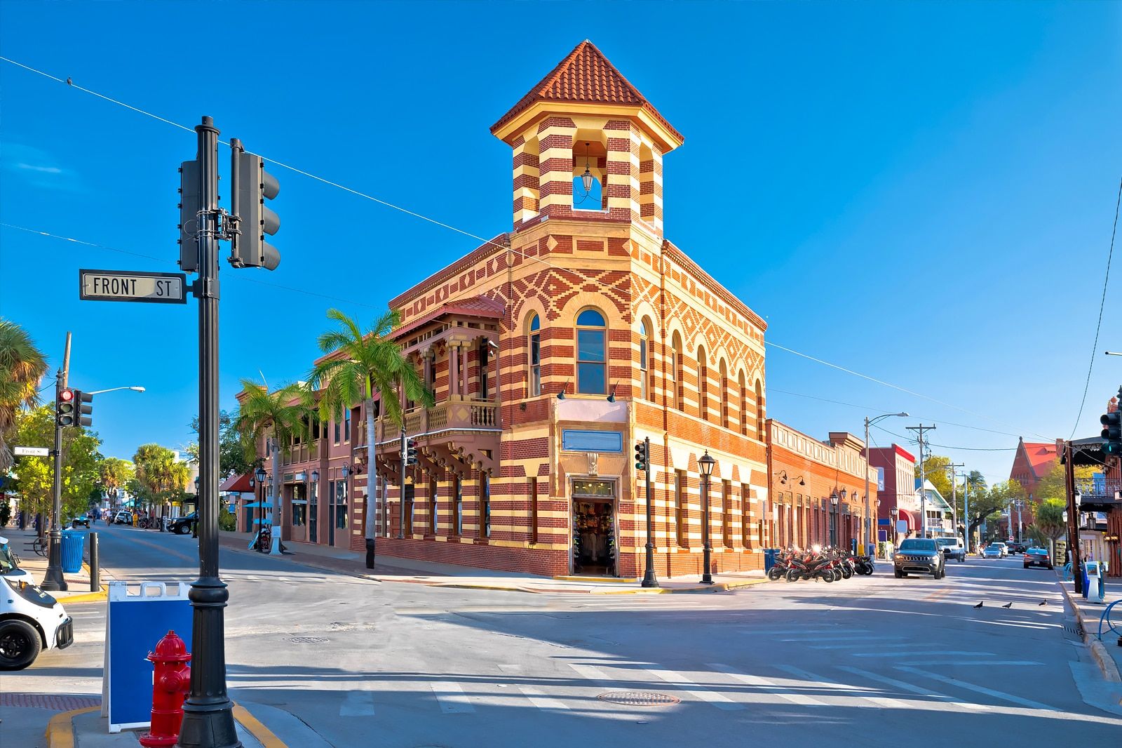 The corner of Front Street in Key West.