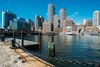 View of the Boston Harbor and walkway.