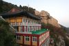 A Buddhist temple on a cliff.