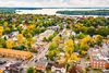An aerial view of Bar Harbor, Maine on a sunny day.