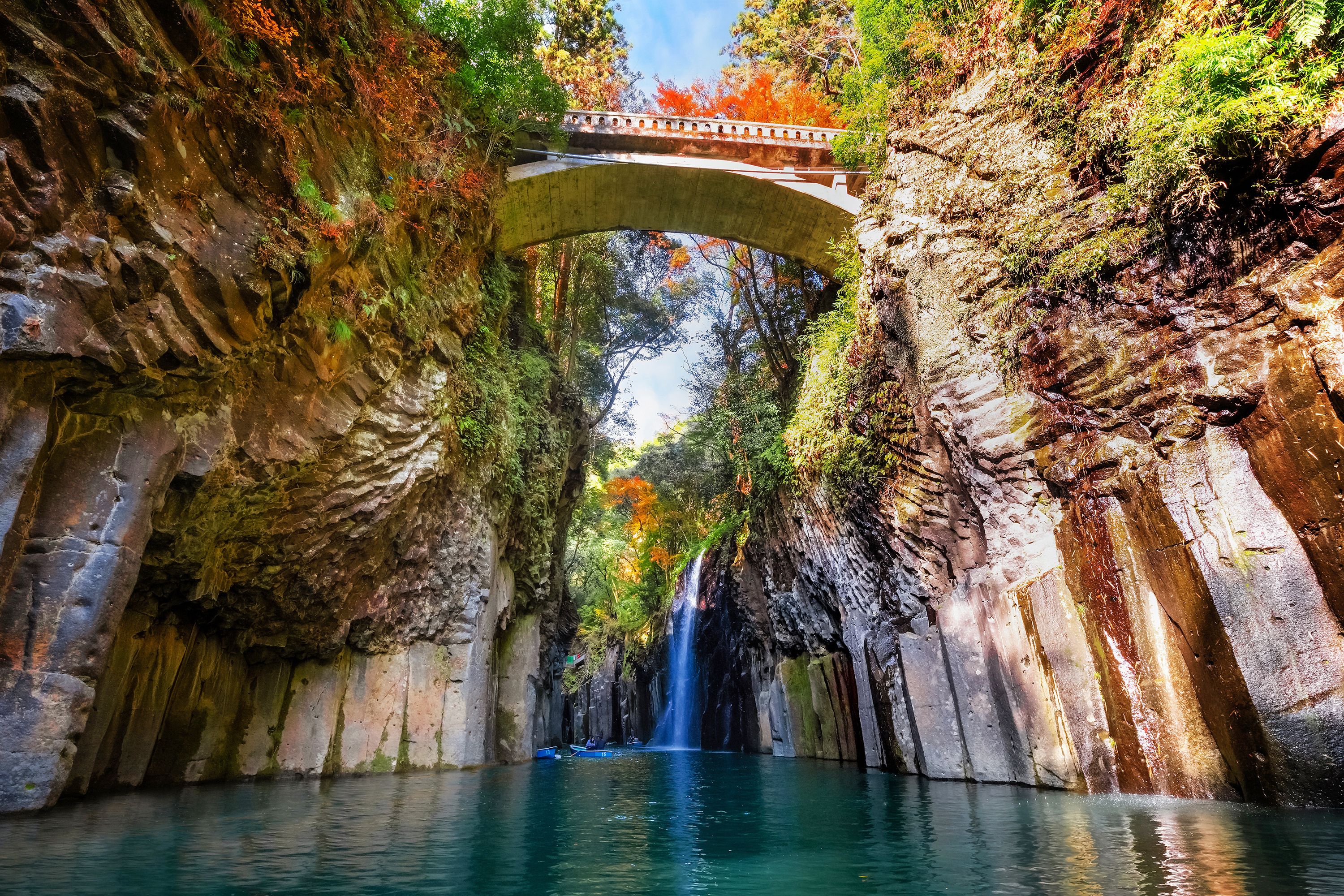 A view on the Gokase River in the Takachiho Gorge in Japan.